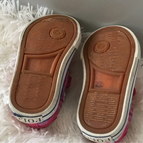 Girls Ralph Lauren Polo rubber role plaid pink shoes size 7 - Picture 4 of 8